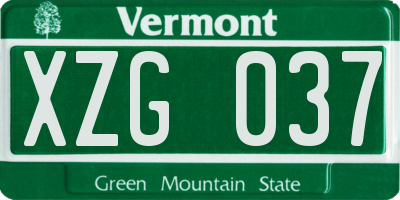 VT license plate XZG037