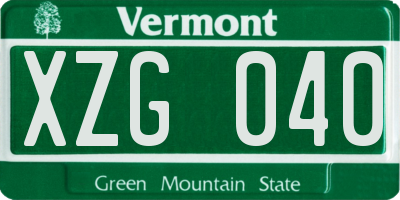 VT license plate XZG040