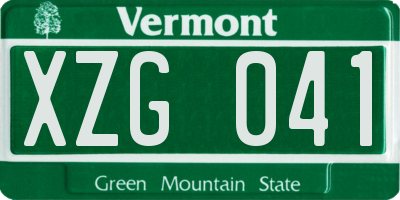 VT license plate XZG041