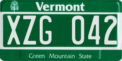 VT license plate XZG042