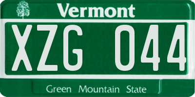 VT license plate XZG044