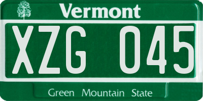 VT license plate XZG045