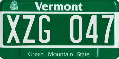VT license plate XZG047