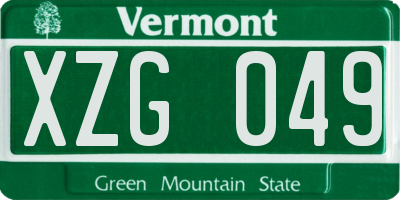 VT license plate XZG049