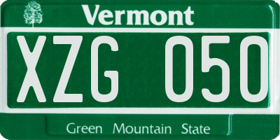 VT license plate XZG050