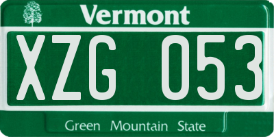 VT license plate XZG053
