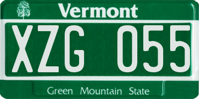 VT license plate XZG055