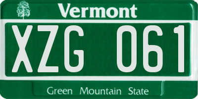 VT license plate XZG061