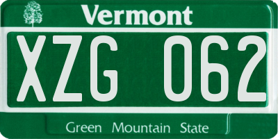 VT license plate XZG062