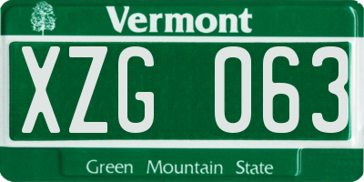 VT license plate XZG063