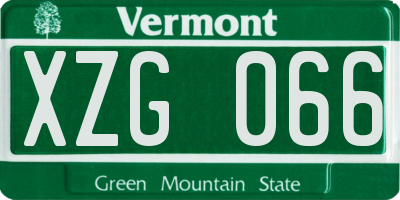 VT license plate XZG066