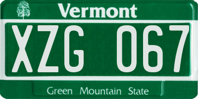 VT license plate XZG067