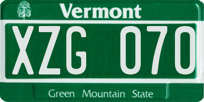 VT license plate XZG070
