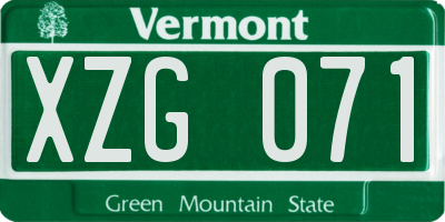 VT license plate XZG071