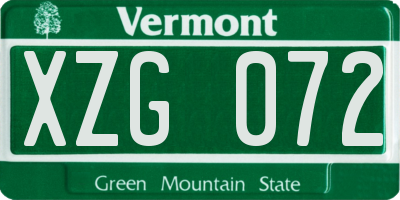 VT license plate XZG072