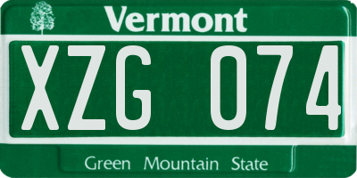 VT license plate XZG074
