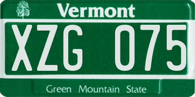 VT license plate XZG075