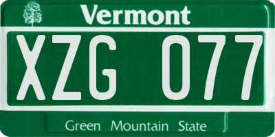 VT license plate XZG077