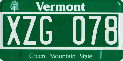 VT license plate XZG078