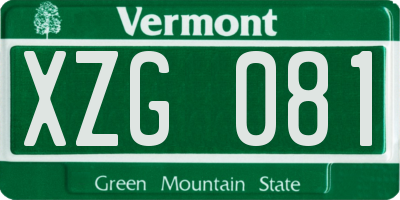 VT license plate XZG081