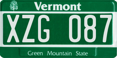 VT license plate XZG087
