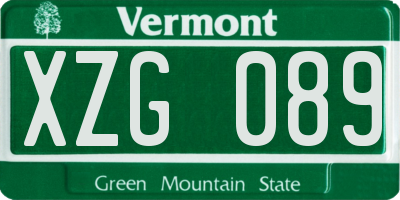 VT license plate XZG089
