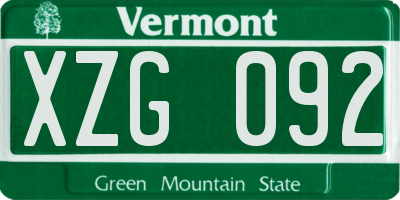 VT license plate XZG092