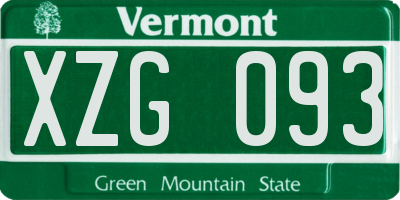 VT license plate XZG093