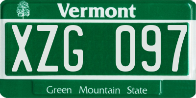 VT license plate XZG097