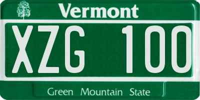 VT license plate XZG100