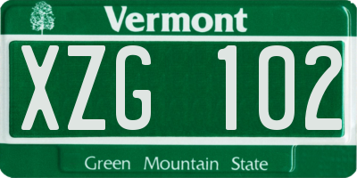 VT license plate XZG102