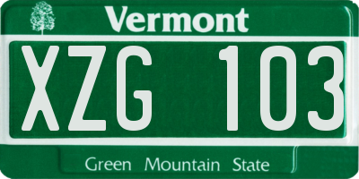 VT license plate XZG103