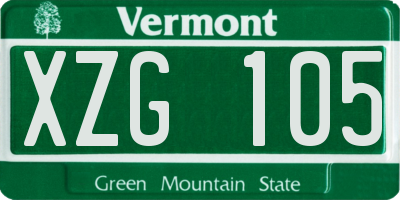 VT license plate XZG105