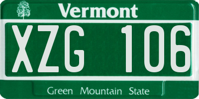 VT license plate XZG106