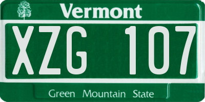 VT license plate XZG107