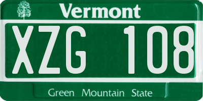 VT license plate XZG108