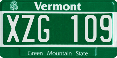 VT license plate XZG109