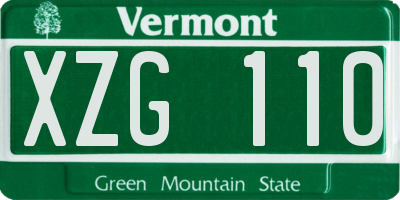VT license plate XZG110