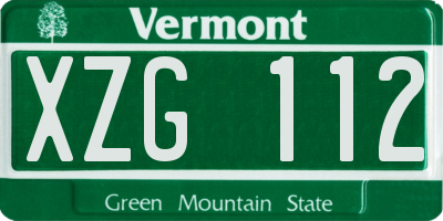 VT license plate XZG112