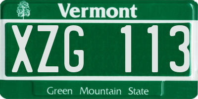 VT license plate XZG113