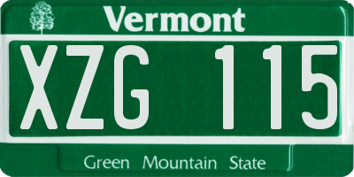 VT license plate XZG115