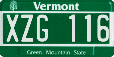 VT license plate XZG116