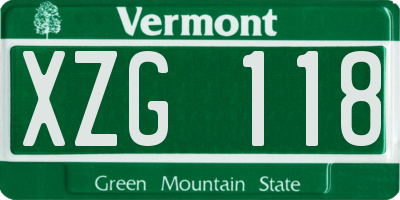 VT license plate XZG118