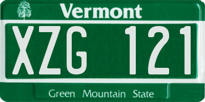 VT license plate XZG121