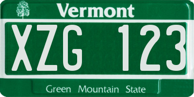VT license plate XZG123