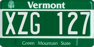 VT license plate XZG127