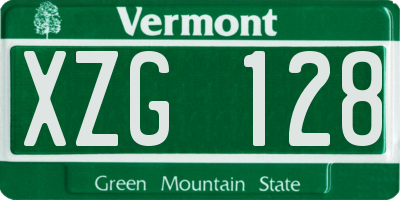 VT license plate XZG128