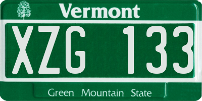 VT license plate XZG133