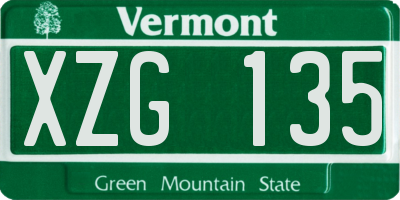 VT license plate XZG135