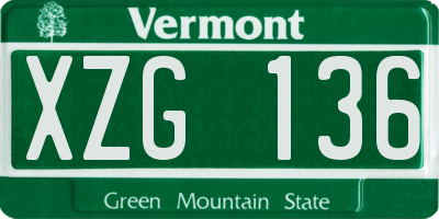 VT license plate XZG136